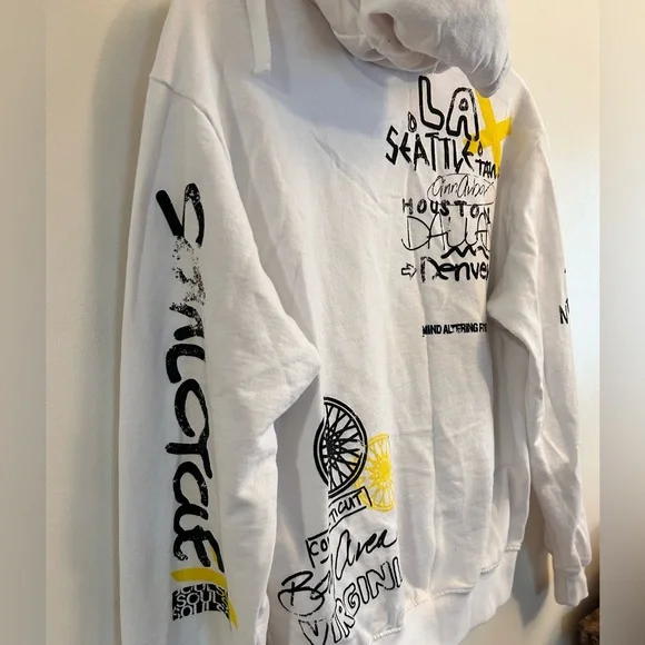 Soul White Graphic Hoodie for Men French Terry CottonSize M